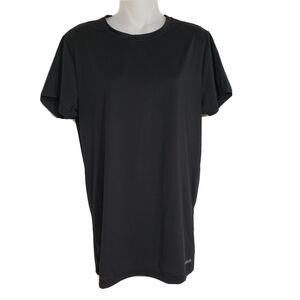 Reebok Women's T Shirt Medium Black Short Sleeve Stretch Athletic Tee Top Crew